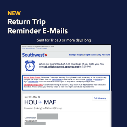 Return Trip Reminder E-Mails