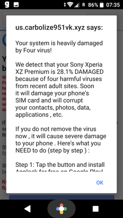 Pop up screen
