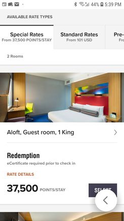 Points Redemption, no mention of included breakfast!