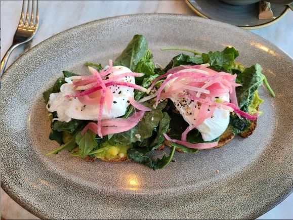 Avocado toast with poached eggs