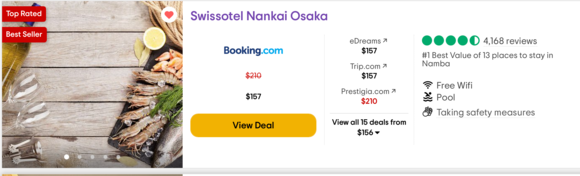 TripAdvisor Room Rate quote