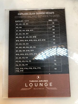 Walking times from M&S lounge