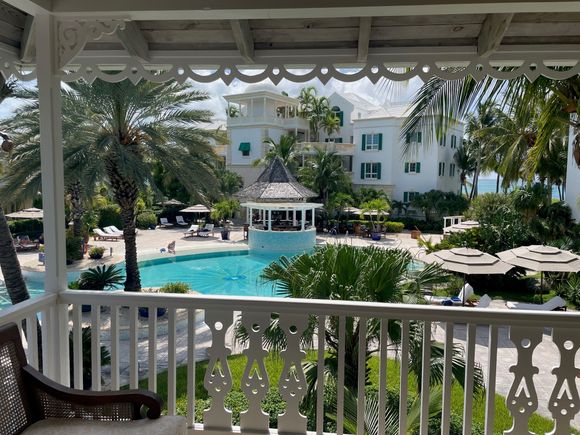 View of the pool from our balcony