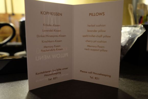 pillow menu