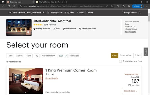 Hotel booking page