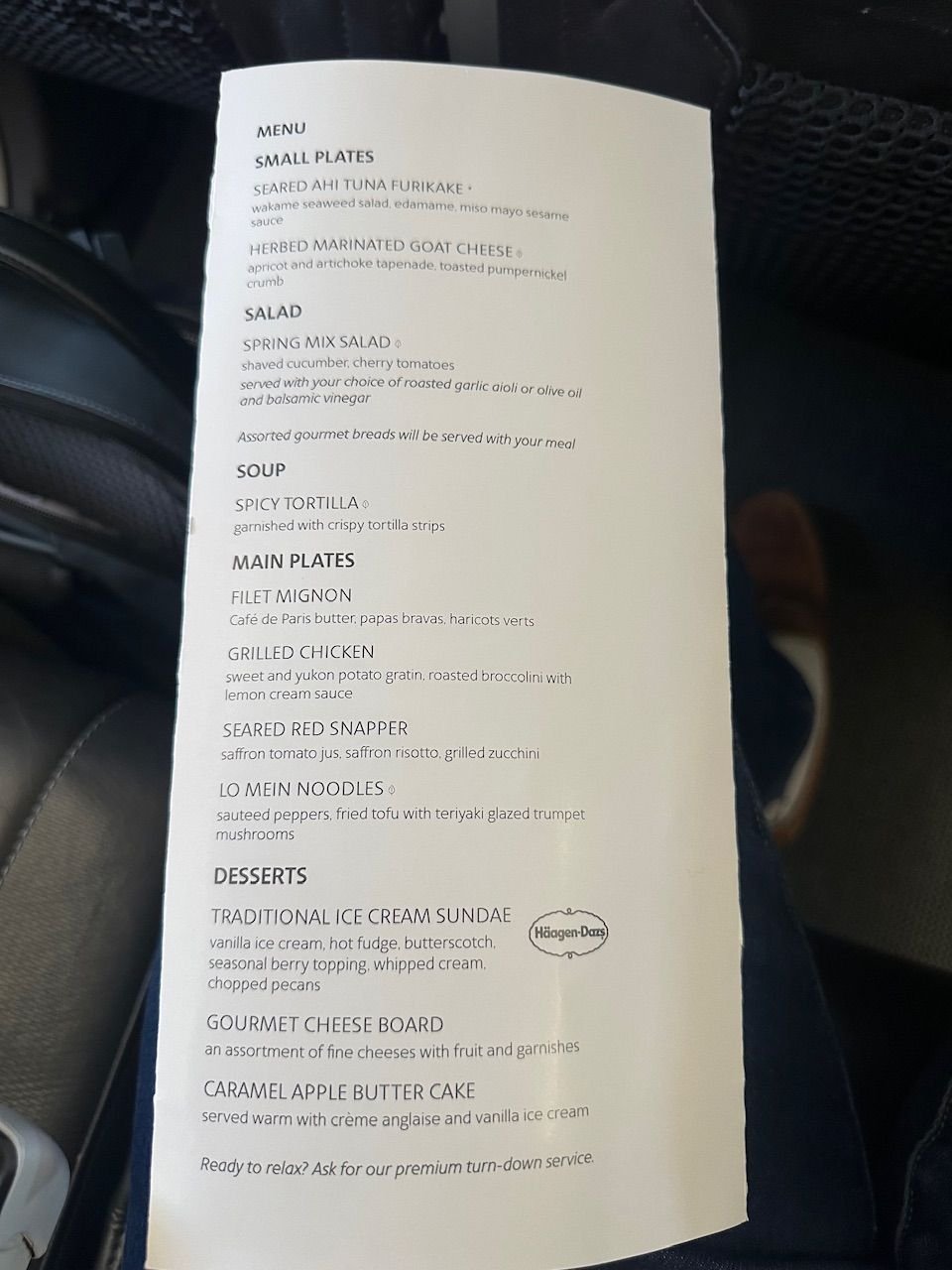 Dinner menu. Some overlap with the J menu. 