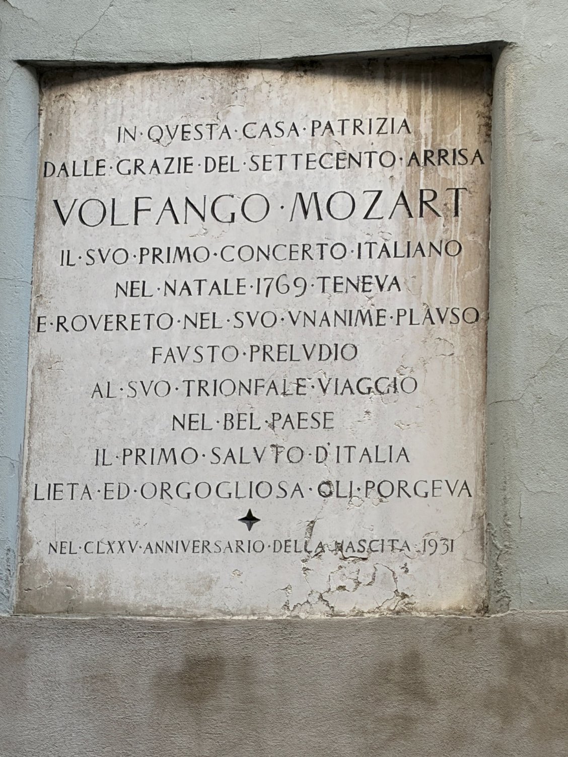 Mozart’s first private concert in Italy was in Rovereto
