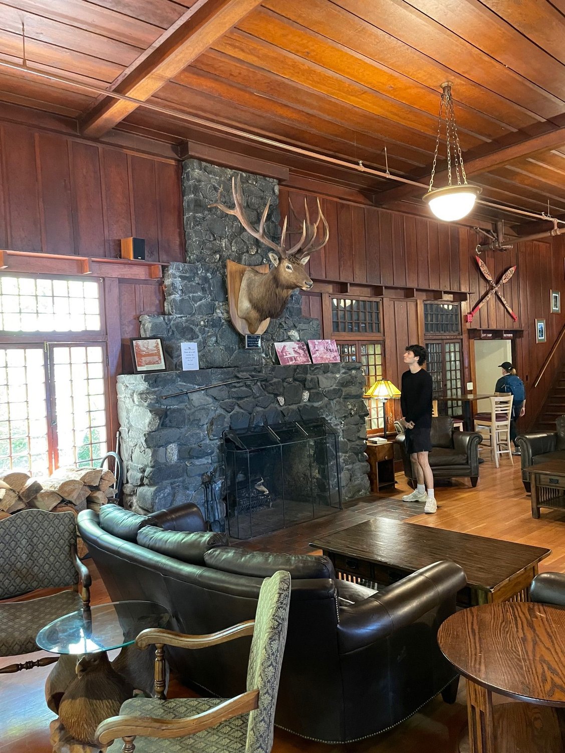 Lake Crescent Lodge with fireplace