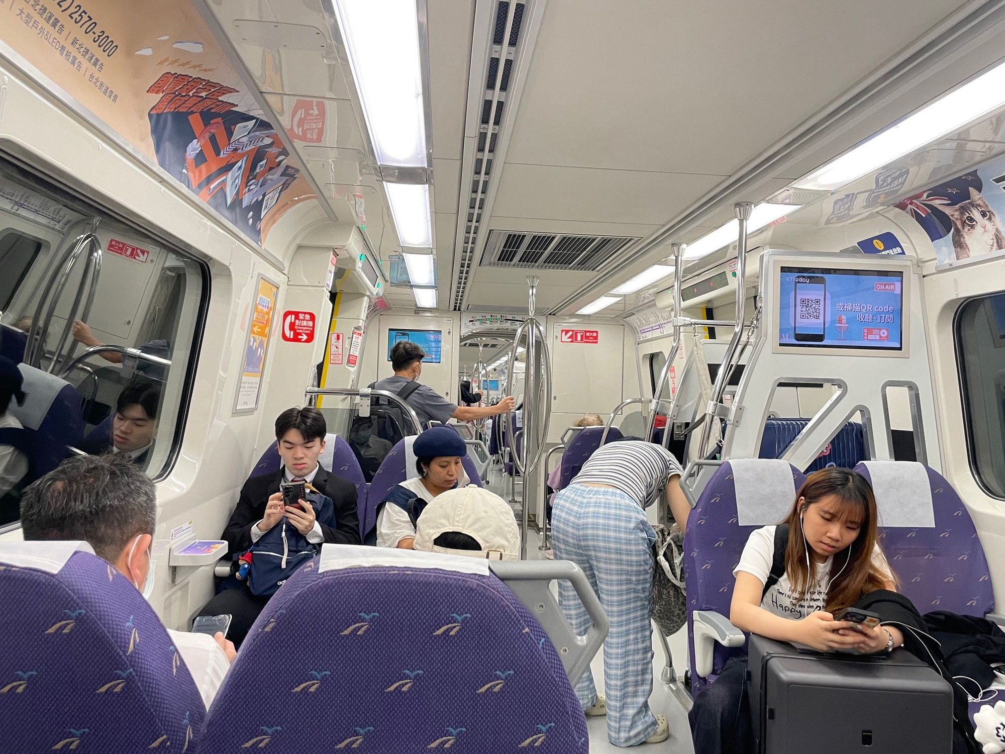 On the MRT, nice seats plenty of room, most of it is about ground