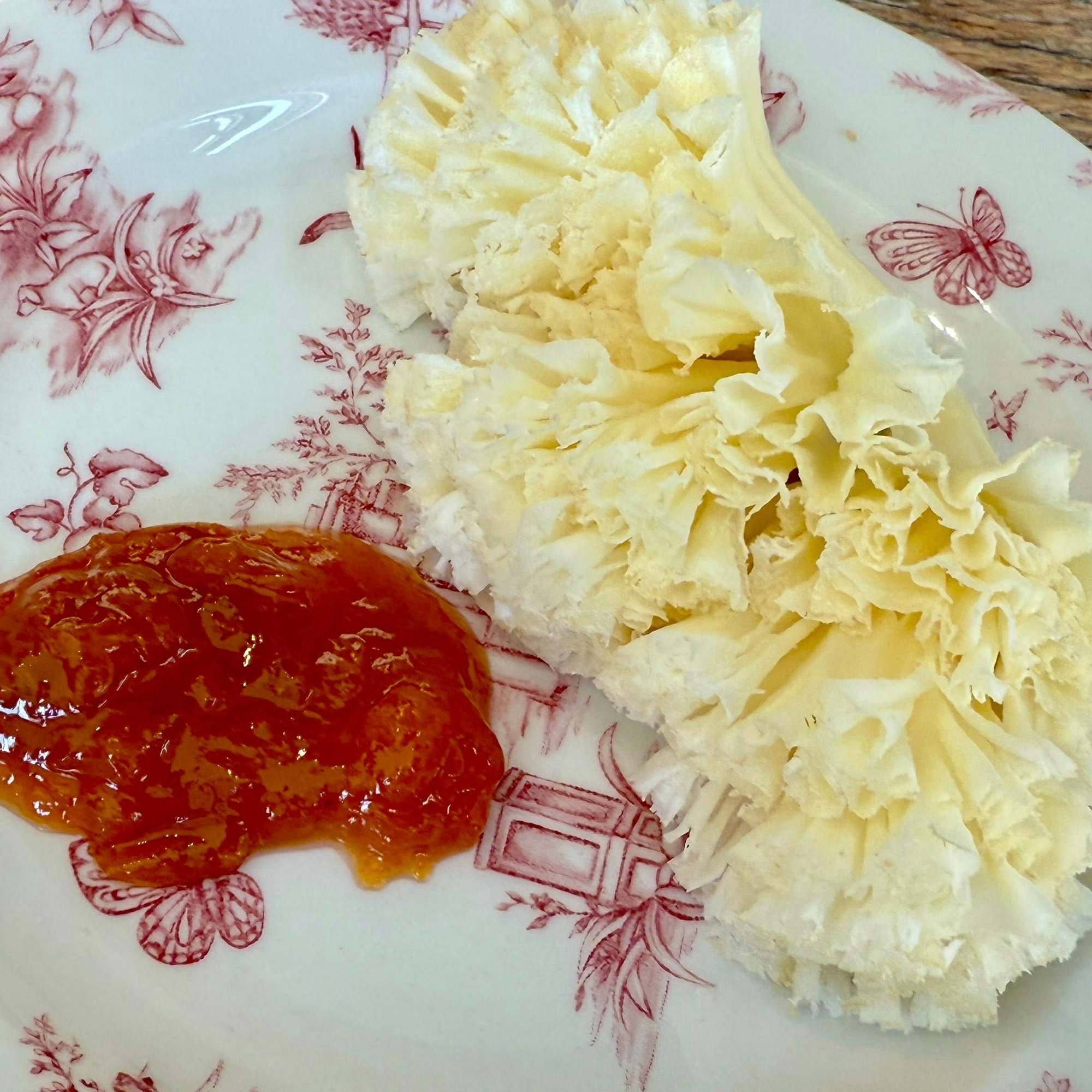 Cheese plate: T�te de Moine de Bellelay, with apricot-rosemary jam