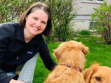 Hanging out with my dog friends, Lil and Bad Molly.