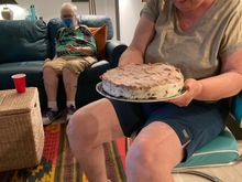 My wife and her ice cream birthday cake,