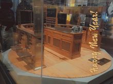 A model of a stock market work station.