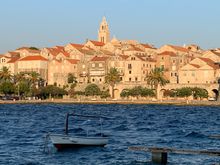 Old Town of Korcula as sunset approaches.