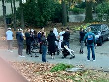 People just stream by