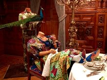 Dining room with a sardonic dinner party 