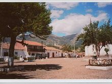 The plaza of Quinua, as I found it is 2004.  Normally I wouldn’t have posted such an old photo, but two photos of the same plaza that I found online, one from 2016 and the other dated June 2024, seemed to show little significant change.  (Note the obelisk -- see preceding photo -- in the center distance.)
