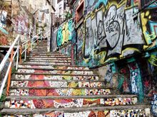 Mosaic steps in Open Air Museum 