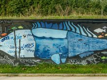 This artist was not to be outdone. By the aquarium. 