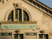 Salle des Fetes facade at sunrise.