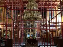 Inside the Serbian Orthodox Church.  The scaffolding, I would guess, is a result of the 5.5 earthquake this past March.  This was one of the very few churches in Zagreb I was able to enter.