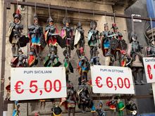 Sicilian puppets for sale in Catania.
