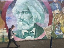 Frederick Douglas mural on Solidarity Wall. 
Belfast, Northern Ireland