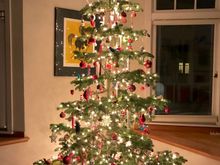 Maybe not the best angle...and I still haven't put the star on the top. That's for Christmas Eve.