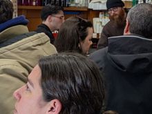 Queing for espresso at Bar San Calisto. 