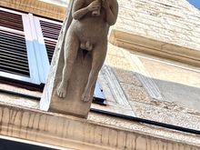 Approaching the cathedral - I don't know what they are about but there are several of these figures on the buildings!