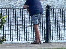 Looking at the Hudson River.