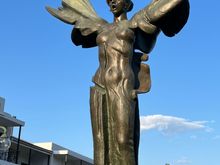 Pyrsos  Statue based on a winged Nike, named Pyrsos the Peaceful.   Its outside the site