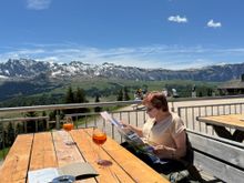 Rest, relaxation, drinks, and waiting for our fries amidst show-stopping scenery!