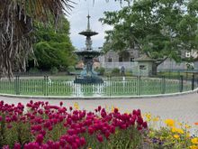 Apparently, this fountain was very controversial at one time. Some people considered it gaudy and compared it to decorations on merry-go-rounds. When it was refurbished at one point, people didn't like the new color scheme. They said it gave them "flu-like symptoms when looked upon."