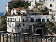 The view from the small piazza - our guesthouse can be seen from this photo. The most lefthand green-shuttered windows and terrace is our little "home"! 