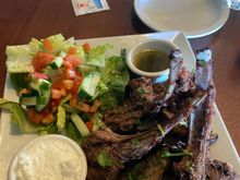 Our very delicious rack of lamb dinner at Taste of Egypt in St. John!