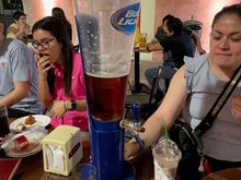 Happy dinners on the Calle 59. I don't  know how this device is filled, but I asked if I could take a picture and they said, sure.  Didn't offer me a beer though