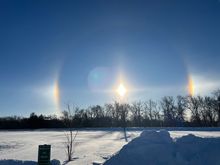 Sun Dogs from this morning. Percy can explain Sun Dogs.