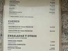 Half of the carta: The main courses.  The restaurant is legendary in this area for their lubina, sea bass, so that's what we chose.