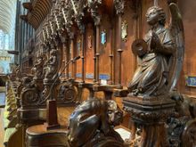 This is where the choir sings. 13th Century Quire Stalls.  We came here for Evensong and you sit behind the singers. Quite an experience