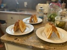 Tented toast for our sandwiches.