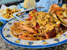 This platter of seafood was the equivalent of the “Old 96-er” from the John Candy movie, The Great Outdoors. It said it was for two people, but I think five or six is more accurate. Lobster, crab, shrimp, prawns, langoustine. 