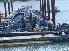 Salmon fishing is huge here and many people book a fishing trip.  In this case, the owner of the boat was filleting and bagging the salmon right on his boat.