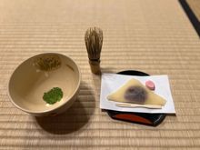 Individual setting of tea and treats.