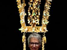 Joyce modeling another crown.