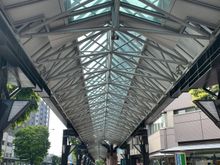 Walkway walking away from the train station
