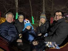 In a one horse open sleigh!