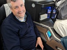 Dh in his little pod on BA 