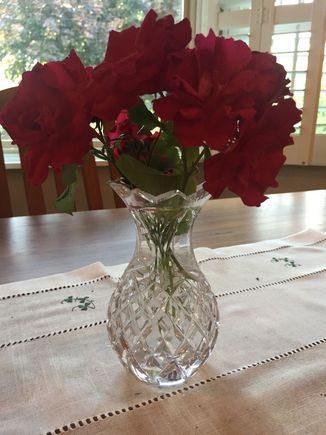 Here’s roses I cut yesterday. I’m too lazy to go outside right now to take a picture of my  rosebush. 