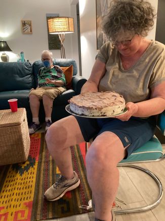 My wife and her ice cream birthday cake,